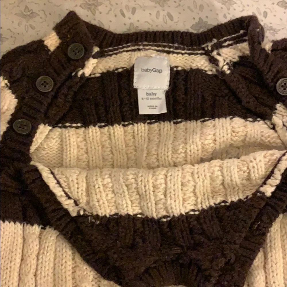 BabyGap cable knit brown & cream stripped onesie